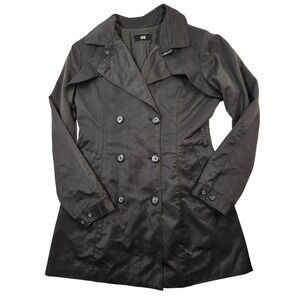 ARMI Womens Black Double Breasted Trench Coat Jacket Mid Length Size S